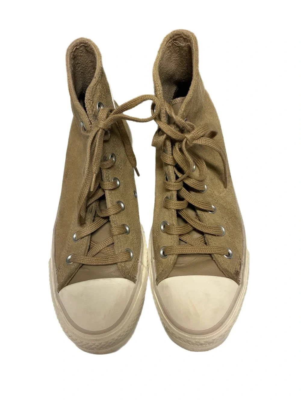 Converse High Top Suede Sneakers - Beige/Tan - Picture 2 of 7